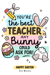 Teacher Appreciation Bunny Printable Tags - TG431: Teacher Appreciation Bunny Printable Tags - TG431