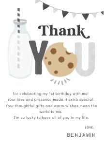 Milk & Cookies Thank You Card 5x7"- #526: Milk & Cookies Thank You Card 5x7"- #526
