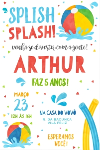Convite Pool Party B - 10x15cm - #427 design preview