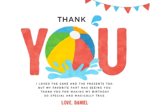 Pool Party Thank You Card - 5x7" - #427 design preview