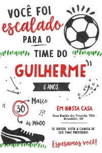 Convite Futebol 10x15cm - #442 Vermelho: Convite Futebol 10x15cm - #442 Vermelho