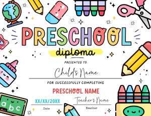 Preschool Graduation Diploma - SC008 design preview