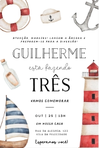 Convite Marinheiro 10x15cm - #363 design preview