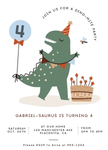 Dinosaur Birthday Invitation - 5x7"- #359 b design preview