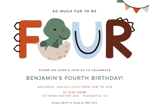 Dinosaur Birthday Invitation - 5x7"- #359 c design preview
