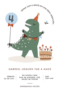 Convite Dinossauros 10x15cm - #359-2 design preview