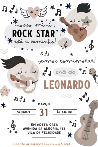 Convite Chá de Bebê Mini Rock Star - #230 design preview