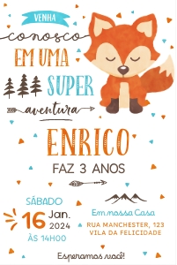 Convite Aniversário Raposa - #458: Convite Aniversário Raposa - #458