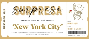 Voucher Viagem à NY 20x9cm - #171 BRTKT: Voucher Viagem à NY 20x9cm - #171 BRTKT