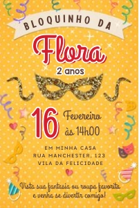 Convite Carnaval Amarelo - 10x15" - #1997 design preview