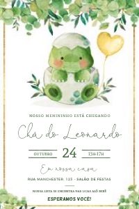 Chá de Bebê Dinossauro - 10x15cm - #205: Chá de Bebê Dinossauro - 10x15cm - #205