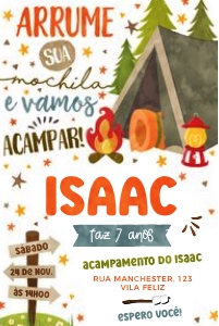 Convite Acampamento 10x15cm - #479 design preview