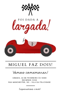 Convite Carro de Corrida - 10x15cm - #514: Convite Carro de Corrida - 10x15cm - #514