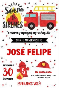 Convite Bombeiros. - 10x15cm - #410: Convite Bombeiros. - 10x15cm - #410