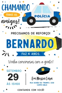 Convite Polícia 10x15cm - #490 design preview