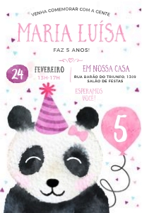 Convite Panda 10x15cm- #356: Convite Panda 10x15cm- #356-1