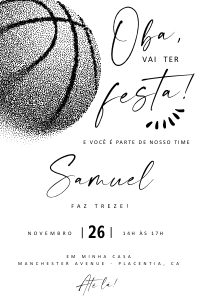 Convite Basquete Minimalista 10x15cm - #387 design preview