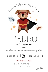Convite Cachorro Super herói 10x15cm - #351 design preview