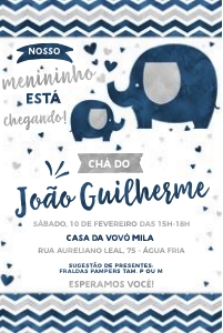 Convite Elefante Azul Marinho - 10x15cm - #348 design preview