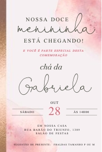Convite Chá de Bebê Rosa e Dourado - BS004 design preview