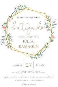 Convite Batizado Guirlanda Floral - BP009 design preview