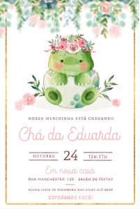 Chá de Bebê Dinossauro Menina - 10x15cm - #205-1: Chá de Bebê Dinossauro Menina - 10x15cm - #205-1