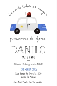 Convite Polícia Minimalista -  10x15cm - #336: Convite Polícia Minimalista - 10x15cm - #336