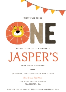 Lion Invitation First Birthday - 5x7" - #353-1 design preview
