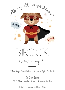 Super Hero Dog Invitation - 5x7" - #351 design preview
