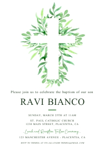 Greenery Baptism Invitation - 5x7" - BP013 design preview
