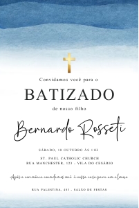 Convite Batizado Aquarela Azul - BP010 design preview