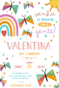 Convite Aniversario Borboletas editavel acesso imediato design preview