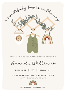 Boho Baby Clothes Shower Invitation - #1988 design preview