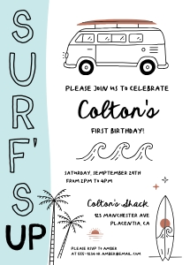 Surfs Up Party Invitation Editable Instant Download design preview