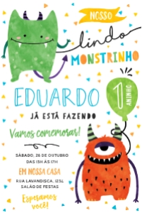 Convite Aniversário Monstrinho Editável Download Instantâneo design preview