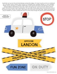 Police Birthday Cake Topper Printable Editable Instant Download design preview