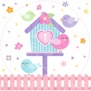 Little Bird Birthday Cupcake Toppers Printable Editable Download design preview