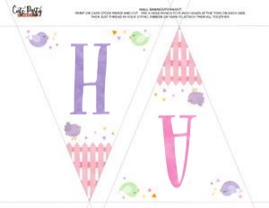 Little Bird Pennant 8.5x11" - 330: Little Bird Happy Birthday Banner Printable Editable Download