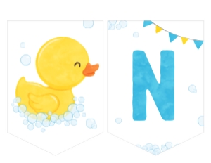Rubber Duck Birthday High Chair Banner Editable Printable design preview