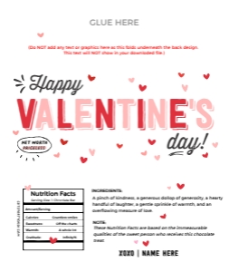 Valentines Day Gift chocolate bar wrapper - CW015: Valentines Day Gift chocolate bar wrapper - CW015