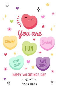 Candy Hearts Valentine's Day Printable Tag - TG626: Candy Hearts Valentine's Day Printable Tag - TG626