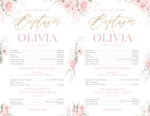 Girl Baptism 27 Program | 1/2 Sheet design preview