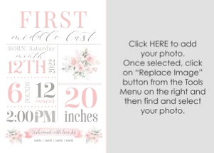 Birth Announcement |Pink Floral Birth Stats: Birth Announcement |Pink Floral Birth Stats