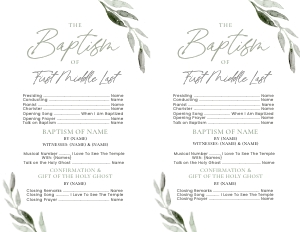 Baptism Program Olive Branch | Half Sheet: Baptism Program Olive Branch | Half Sheet