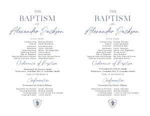 Baptism Program 24_4 - 1/2 Letter Sheet: Baptism Program 24_4
