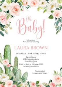 SET 4 Piece Baby Shower Cactus 364 design preview