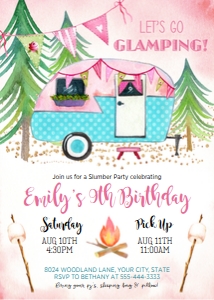 Glamping Birthday Party Camper 5x7 design preview