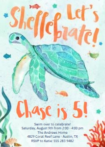 Sea Turtle Invitation: Sea Turtle Birthday Invitation