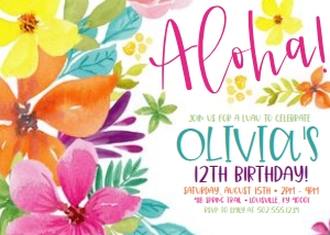 Watercolor Luau: Watercolor Luau Invitation
