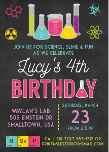 Science Pink Invitation: Science Pink Party Bundle